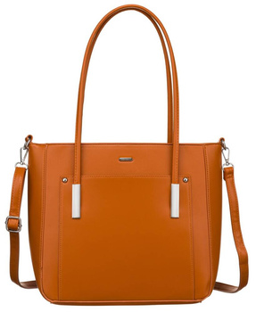 Elegancka duża torba do pracy damska A4, z dodatkowym paskiem. Camel