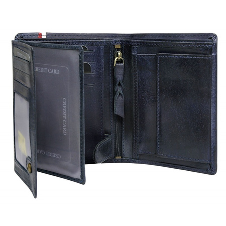 Portfel męski skóra orzeł RFID granatowy