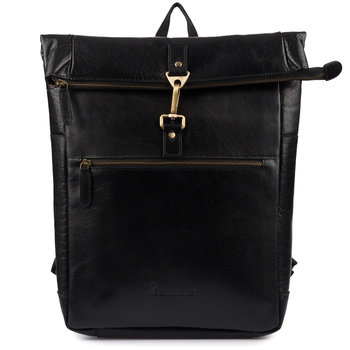 Duży skórzany plecak na laptopa damski / męski. Czarny