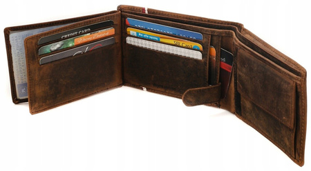 PORTFEL MĘSKI skóra RFID orzeł BRĄZOWY