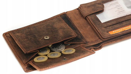 PORTFEL MĘSKI skóra RFID orzeł BRĄZOWY