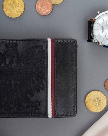 PORTFEL MĘSKI skóra RFID orzeł CZARNY