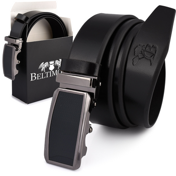 BELTIMORE pasek męski skórzany klamra automat czarny A21 czarny r.115-130 cm