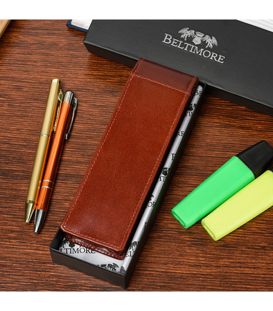 Skórzane etui na długopisy Beltimore BRĄZOWE