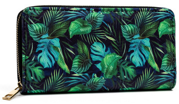 Portfel-piórnik damski ze skóry ekologicznej. Zielony