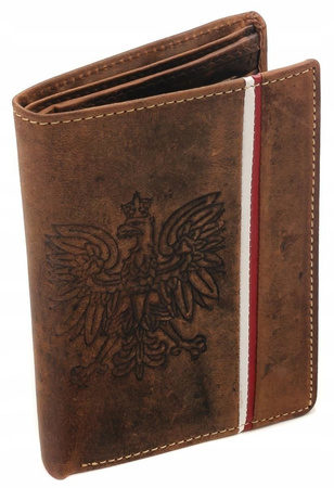 PORTFEL MĘSKI orzeł skóra RFID BRĄZOWY