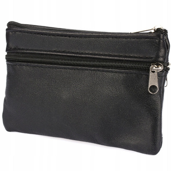 Skórzane etui na klucze kluczówka saszetka Czarna skóra naturalna