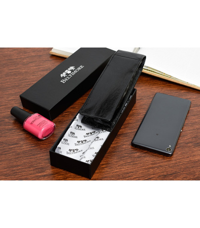 Skórzane etui na długopisy Beltimore CZARNE