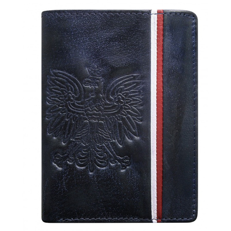 Portfel męski skóra orzeł RFID granatowy