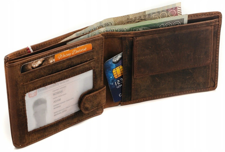 PORTFEL MĘSKI skóra RFID orzeł BRĄZOWY