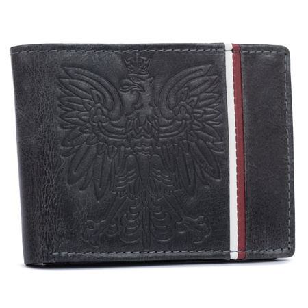 PORTFEL MĘSKI skóra RFID orzeł CZARNY