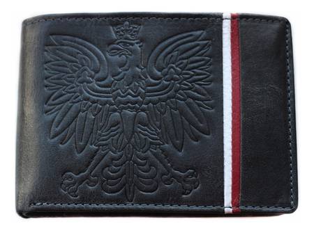 PORTFEL MĘSKI skóra RFID orzeł CZARNY
