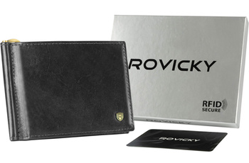 Skórzana czarna banknotówka meska na karty RFID