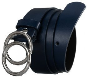 Gładki, skórzany pasek damski ze srebrną, podwójną klamrą — Rovicky