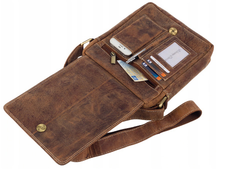 Listonoszka męska - torba skórzana na ramię dla mężczyzny. Brąz