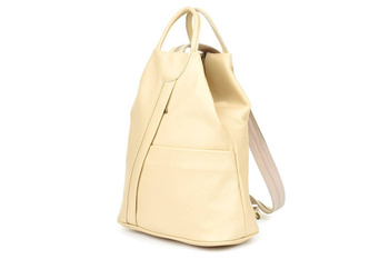 Beżowy skórzany plecak damski miejski Vera Pelle