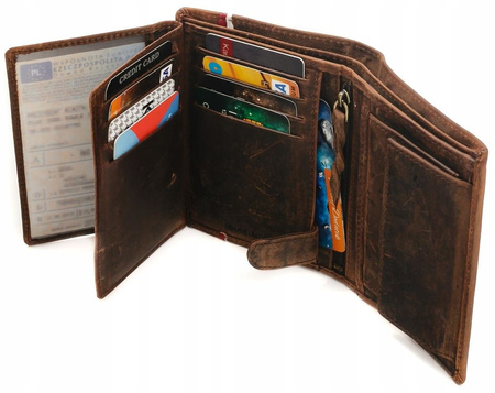 PORTFEL MĘSKI orzeł skóra RFID BRĄZOWY