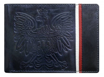 Portfel męski skóra RFID orzeł granatowy