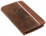 PORTFEL MĘSKI orzeł skóra RFID BRĄZOWY
