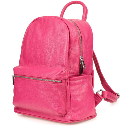 Skórzany Duży Plecak Damski A4 Vera Pelle Różowy