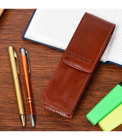 Skórzane etui na długopisy Beltimore BRĄZOWE