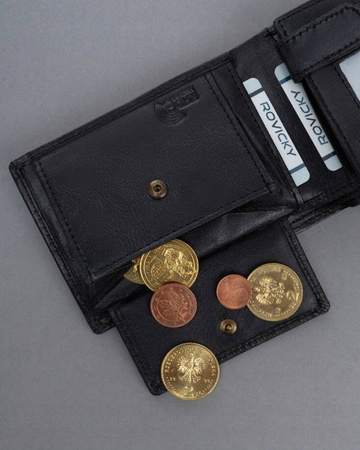 PORTFEL MĘSKI skóra RFID orzeł CZARNY