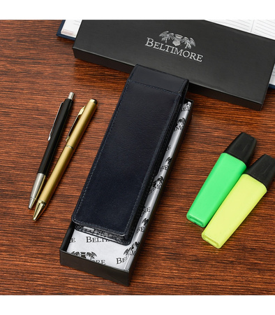 Skórzane etui na długopisy Beltimore GRANATOWE