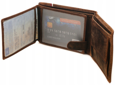 PORTFEL MĘSKI skóra RFID orzeł BRĄZOWY