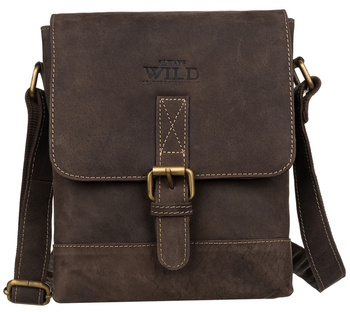 Klasyczna torebka męska skórzana listonoszka CIEMNOBRĄZOWA. Mała.