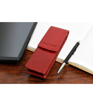 Skórzane etui na długopisy Beltimore CZERWONE