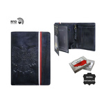 Portfel męski skóra orzeł RFID granatowy