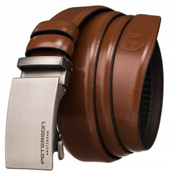Elegancki pasek męski z klamrą automatyczną - brązowy