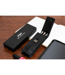 Skórzane etui na długopisy Beltimore CZARNE