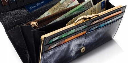 Duży elegancki skórzany portfel damski lakierowany