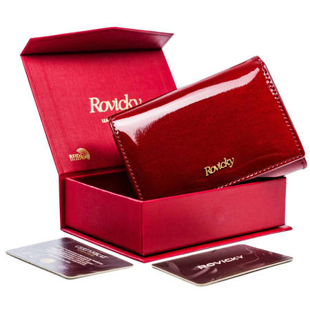 Lakierowany portfel damski ze skóry naturalnej z praktyczną kieszonką — Rovicky