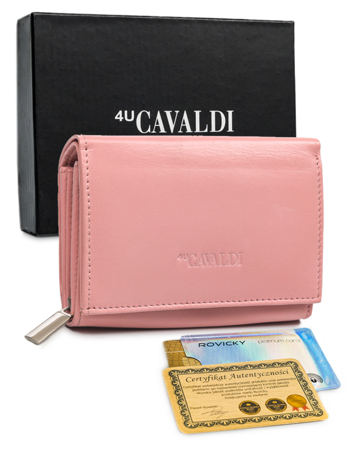Mały portfel damski skórzany RFID stop Cavaldi® skóra zatrzask