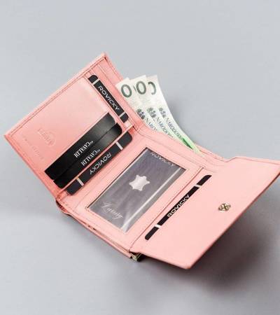 Portfel damski skórzany portmonetka na bigiel RFID